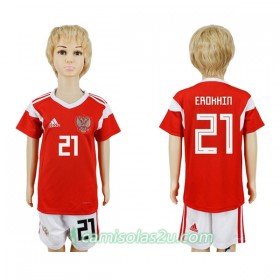 Camisolas de Futebol Rússia Erokhin 21 Criança Equipamento Principal Copa do Mundo 2018 Manga Curta